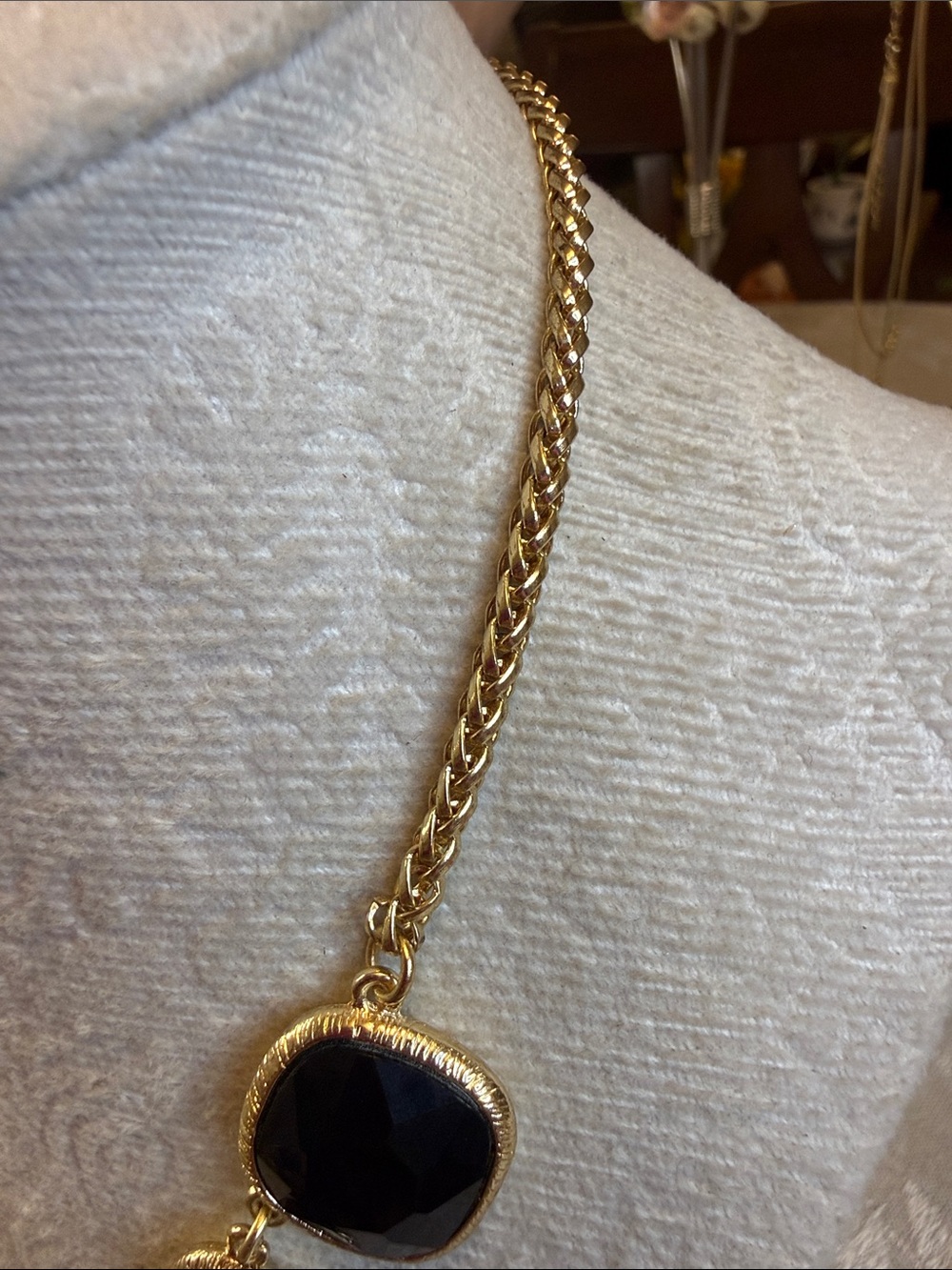Monet Gold-Tone Necklace with Black Faceted Stones - Picture 3 of 3